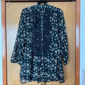 ZARA Floral Button Up Romper